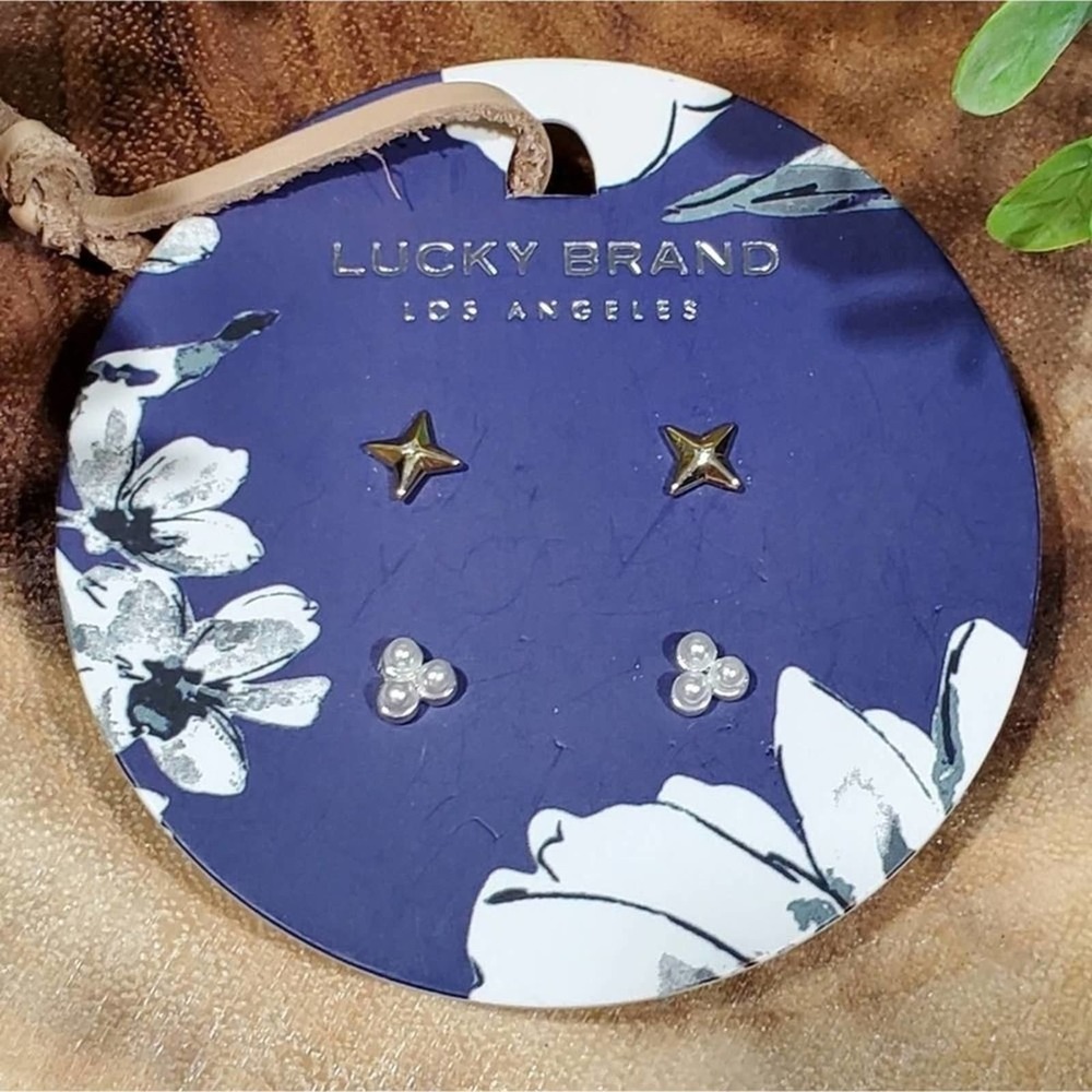 Lucky brand star and pearl studs‎ earrings